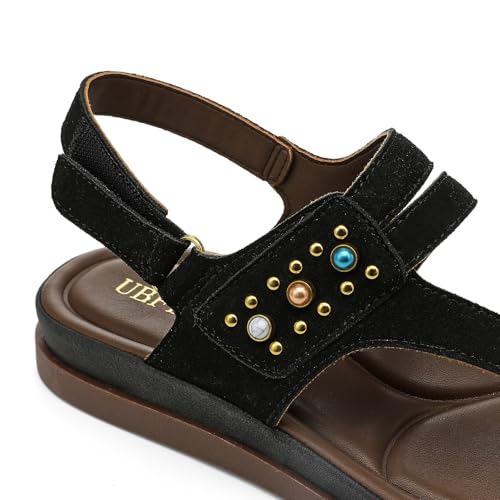 Image of UBFEN Womens Thong Sandals with Toe Loop Heel Strap for Beach | Dressy Casual Flat Flip Flops with Back Strap, Cushioned Footbed for Comfortable Summer Walking