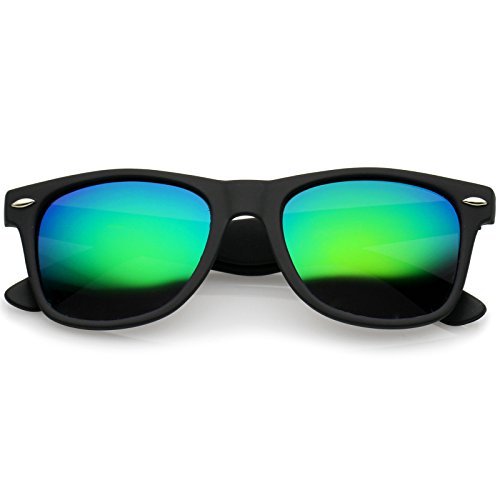 Image of zeroUV - Classic Colored Mirror Lens Square Horn Rimmed Sunglasses for Men Women