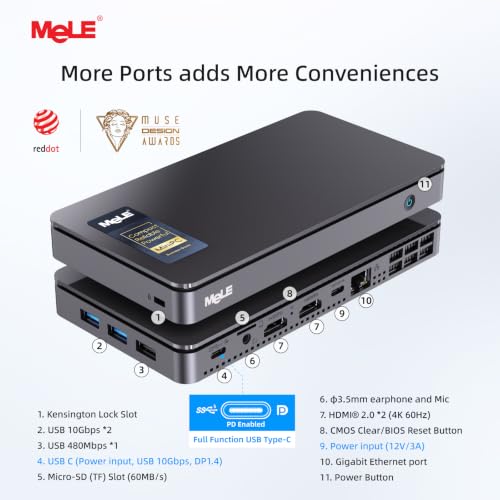 Image of MeLE Mini PC Overclock 4C, N100 16GB DDR4 512GB SSD Windows 11 Pro, 4K Triple Display /USB-C /HDMI /USB3.2 /WiFi /BT /Ethernet Micro Desktop Computer on Business Home Office Linux Portable PC