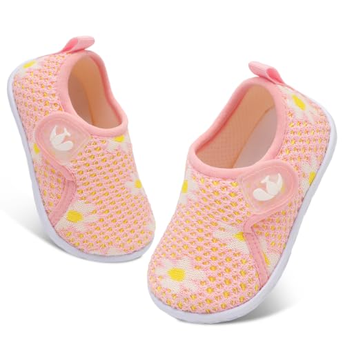 Image of FEETCITY Baby Boys Girls First Walking Shoes Infant Sneakers Crib Shoes Breathable Lightweight Slip On Shoes