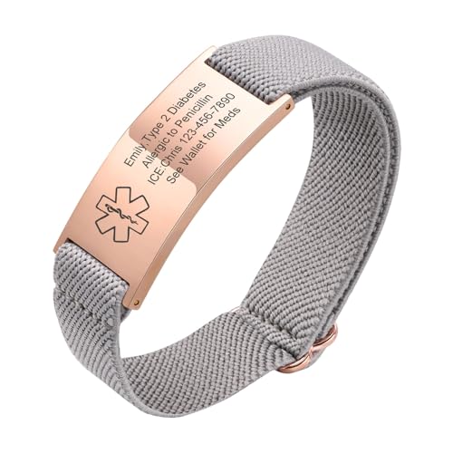 VNOX Medical Alert Id Bracelet for Men Women, Custom Engraving Medical Alert Bracelets for Women Men