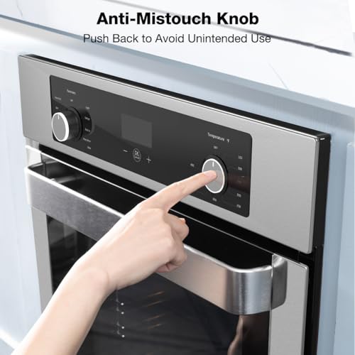 Image of 24 Inch Single Wall Oven, ETL Certified, ThermoMate 2.6 Cu. Ft. Electric Built-in Oven with 9 Cooking Functions in Stainless Steel, Convection Wall Oven, Anti-Mistouch Knob, Sensor Touch Control