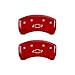 MGP Caliper Covers 14235SBOWRD Red Powder Coat Finish 'Bowtie' Engraved Caliper Cover with Silver Characters, (Set of 4)