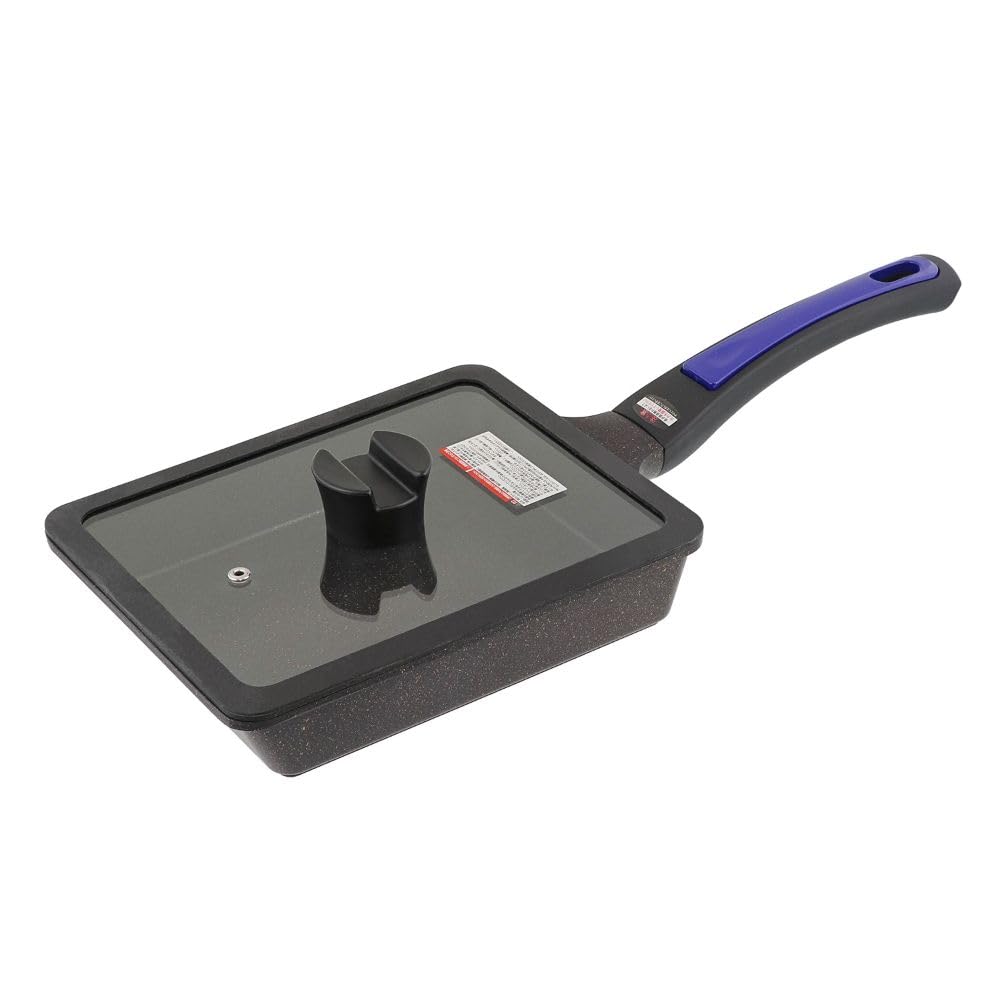 Bestco ND-5100 ND-5100 Grill Pan, 6.7 x 8.7 inches (17 x 22 cm), Glass Lid Included, Bake Frozen Dumplings Cleanly, IH Gas Fire, Volante, Neo, Purple, Diamond Coat