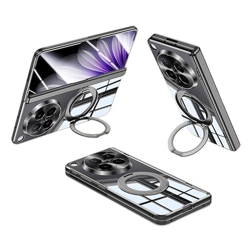 �y360�x��]�����O�z Oppo Find N6 �p �P�[�X �q���W�ی� ��̌^ �O�ʉ�ʕی� �����K���X�t�B�����t�� �X�^���h�@�\ �Ռ��z�� ���^ �y�� ���� �N���A�P�[�X �S�ʕی� �����h�~ �u���b�N�ABlack