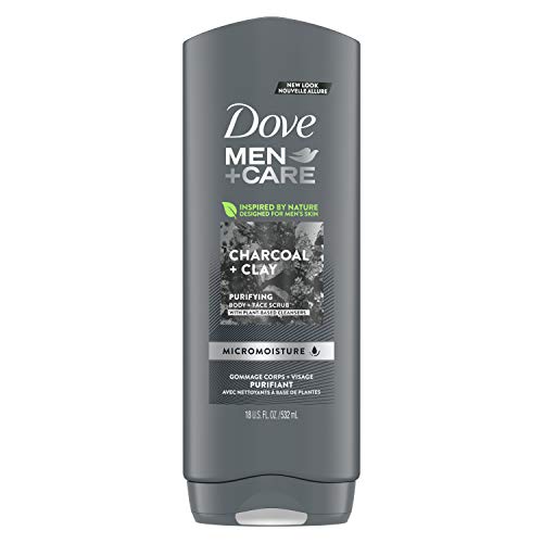 Dove Men+Care Elements Body Wash and Face Wash For Fresh, Healthy-Feeling Skin Charcoal + Clay Cleanser That Effectively Washes Away Bacteria While Nourishing Your Skin 18 oz