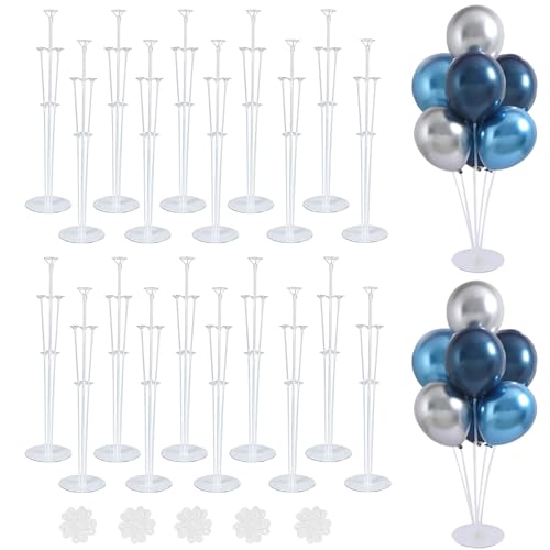 LOBUBT 20 Sets Balloon Stand Kits,Balloon Sticks Holder with Base for Table Centerpiece Graduation Birthday Baby Shower Party Decorations