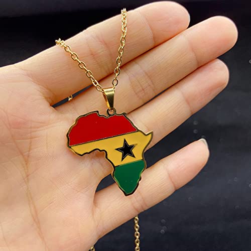 Nothers Ghana Necklace 18K Gold Plated Stainless Steel Pendant for Men Women African Jewelry3