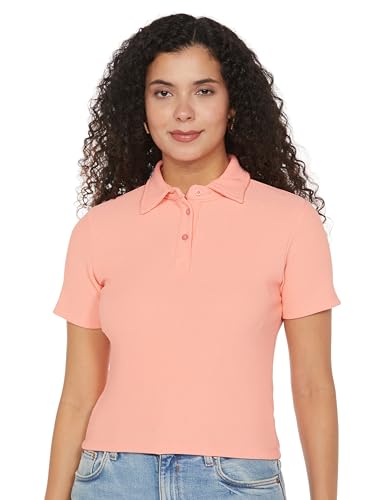 Image of Tokyo Talkies Women's Short Sleeves Shirt Collar Solid Tops| Stylish Casual wear
