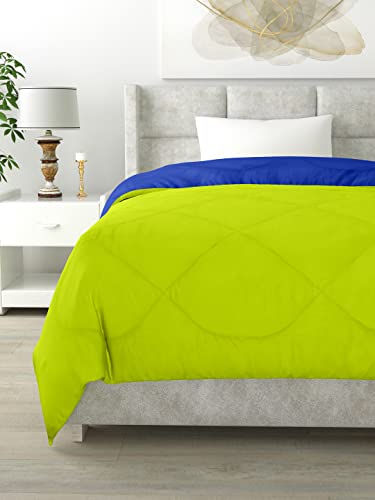 Image of Clasiko Reversible Single Bed Comforter; 60x90 Inches; 200GSM; Blue & Green