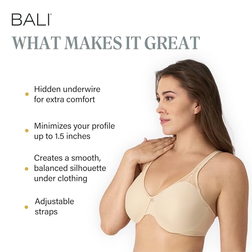 Image of Bali Women's Minimizer Bras for Women - Passion for Comfort Underwire Bras - Adjustable Support, Plus Size Women