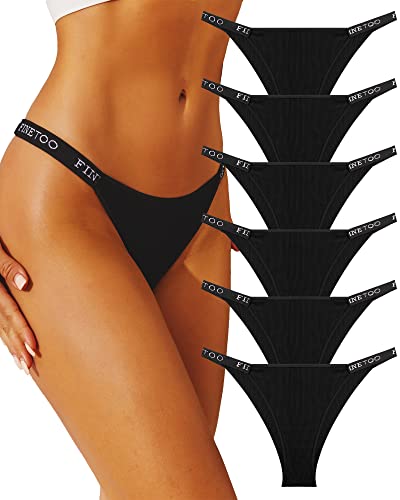 FINETOO Pack de 6 Calzoncillos brasileños para Mujer, algodón, Ropa Interior para Mujer, Brasil, Deporte, Hipster, Sexy, Pantalones, Multipack S-XL, A-6, S…