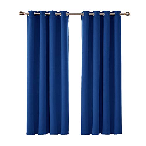 UMI by Amazon Cortinas Salón Opacas Térmicas Aislantes Frío y Calor para Ventanas Suaves con Ojales 2 Paneles 117x183cm Azul Oscuro