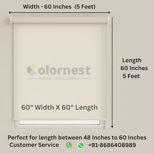 Image of Roller Blinds for Windows 60 Inch W X 60 Inch L | Dim Out Roll-Up Shades Sun UV Protection for Home & Office Charcoal Grey| Heavy Duty in 38 MM Pole