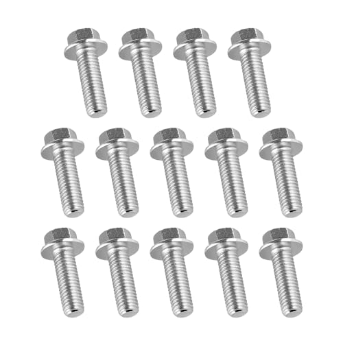 Titgoes Pack-14 Differential Cover Bolts, M8 1.25 x 20mm 304 Stainless Steel Toothed Hex Bolt Kit, Universal Automotive Bolt Kit Differential Bolts Replacement Parts, Suitable for Most Cars (Silver)