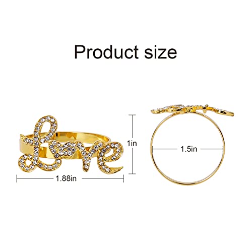 Fekido Valentine Napkin Rings Set Of 6,Diamond Gold Napkin Rings,Love Napkin Ring Holders For Valentine's Day,Wedding,Birthday Party,Thanksgiving Day,Christmas Day,Dining Table Decoration #TOP6