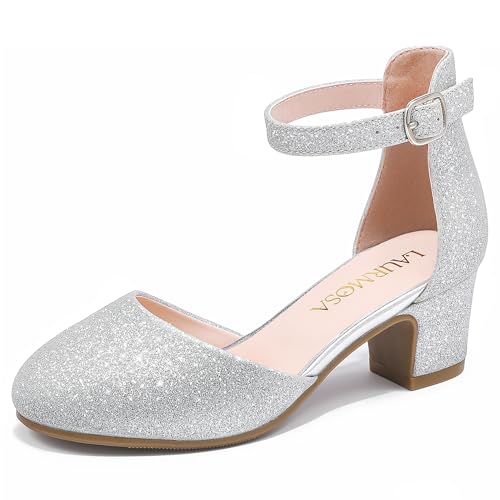 Image of LAURMOSA Girls Dress Shoes Closed Toe Pumps High Heels for Little Big Kid