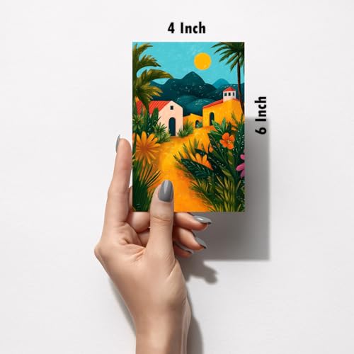 Image of SiddArtify Coastal Landscape Wall Art Prints Set - Colorful House Poster Decor for Living Room Bedroom Office - Set of 2-4x6 Inch - Board (Pack of 6) - Sticker (Pack of 6)