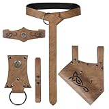 Jigglyjoo 5PCS Renaissance Accessories, Viking Headpiece, Renaissance Belt Mug Strap, Sword Frog for Viking Halloween Cosplay (Brown A)