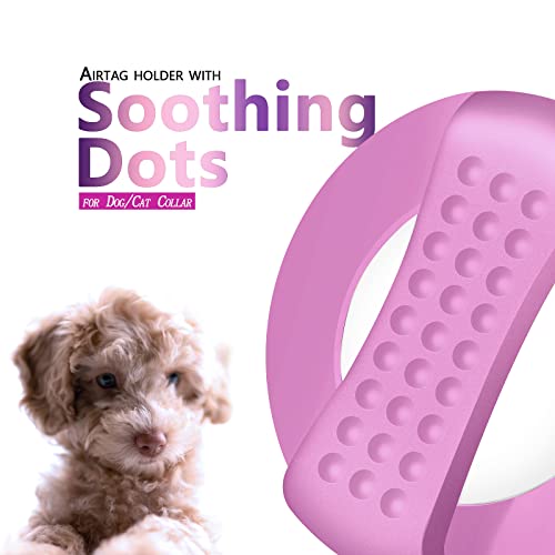 Chincum Airtag Dog Collar Holder With Soothing Dots, Silicone Shockproof Pet Collar Case For Apple Airtag, Durable Air Tag Case Holder Compatible With Cat Dog Collars 0.6-1.2 Inch Width #TOP2