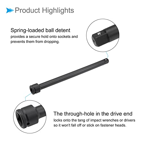Rallonge de 3/4 pouce en acier CR-MO durable de 40.6 cm pour clé à choc