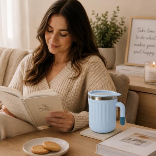 Image of Coffee Mug with Lid Insulated Stainless Steel for Tea Milk Mug Inner Stylist Double Wall Cup for Home & Office Use, Mugs to Gift to Best Friend, Tea Mug-350ml (Ramdon Colour)
