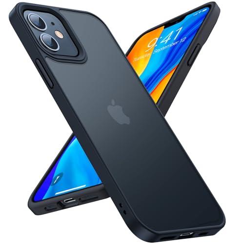 TORRAS Upgrade für iPhone 12 Hülle iPhone 12 Pro Hülle (TOP Militärschutz) Samtig Angenehmer Griff Handyhülle mit Abnehmbare Knöpfe Schlank Stoßfest Handyhülle iPhone 12/12 Pro Case Schwarz