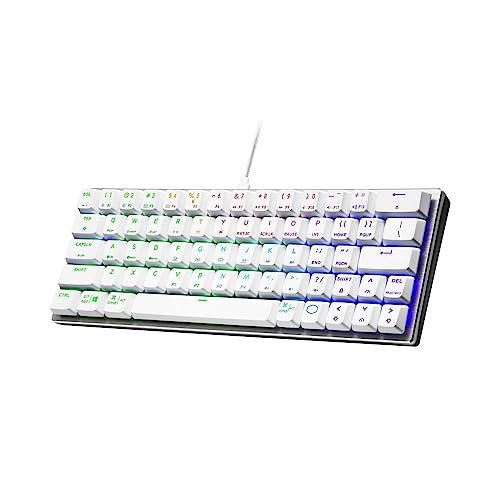 Image of Cooler Master SK620 60% Silver White Mechanical Keyboard with Low Profile Blue Switches, New and Improved Keycaps, and Brushed Aluminum Design | 60% Wired Layout, Low-Profile Blue Switches, Per-Key Rgb, Detachable Braided USB-C Cable
