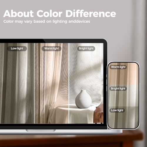 Image of 100% Blackout Curtains for Bedroom, Double Layer Ivory Curtains, Black Out Curtain 72 inch Long with Sheer Overlay for Living Room, Room Darkening Window Drapes with Grommet, 52 inch W x 72 inch L
