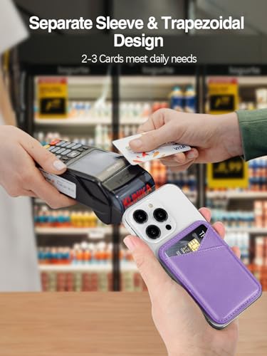 Image of Miroddi for MagSafe Wallet, Strongest Magnetic Card Holder for iPhone 17 /16 /15 /14 /13 /12 Series, Ultra-Thin Leather Magnetic Phone Wallet with 2 Card Slots, RFID Blocking, No More Falling, Purple