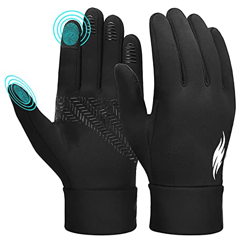 AYPOW Gants de Cyclisme pour Sports d'hiver pour Enfants, Doublure en Polaire Coupe Imperméable Antidérapant Gants d'écran Tactile,Gants de Vélo Course Ski, pour Garçons Filles 4-12 Ans(XL) Cover