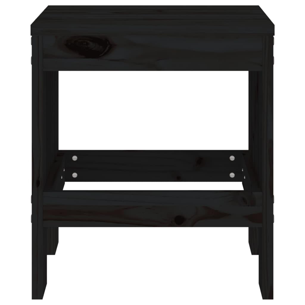 Stołki ogrodowe 2 szt. czarne 40x36x45 cm lite drewno sosnowe hokery z podpórką na stopy max 110 kg na patio balkon taras ogród