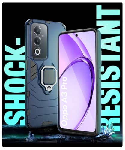 Image of WOW IMAGINE Shock Proof Back Case Mobile Cover for Oppo A3 Pro 5G | Oppo K12x 5G | Back Cover Case (Tough Armor | Hybrid PC + TPU | Ring Holder & in-Built Kickstand | Blue)