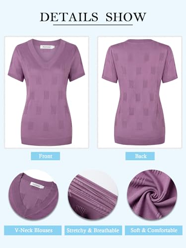 Image of Ninedaily Women's Tops Short Sleeve Sweater Knit T-Shirts Dressy Casual Blouses