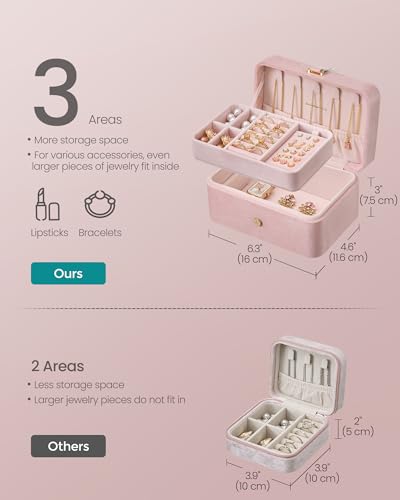 Image of SONGMICS Travel Jewelry Organizer, 2-Layer Portable Jewelry Box Case
