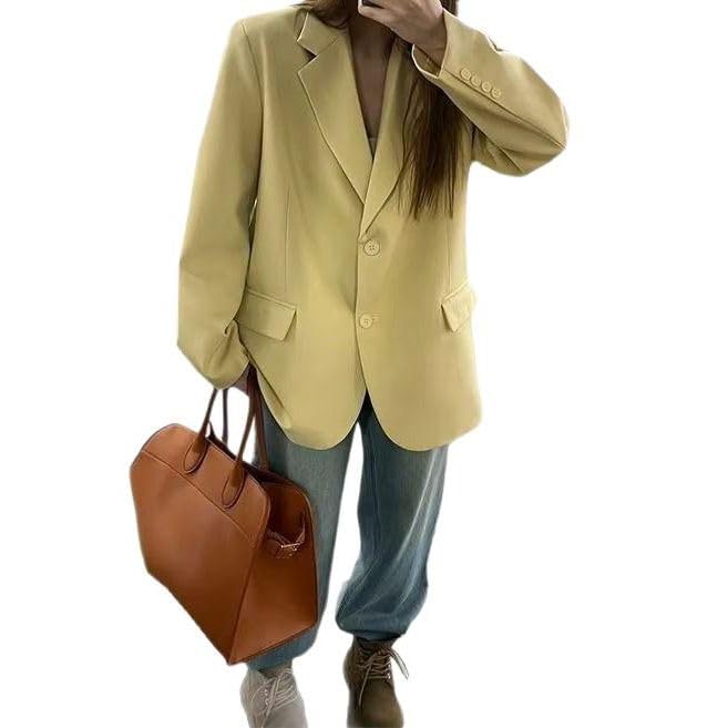 Blazer décontracté pour femmes à revers crantés et coupe ample moderne