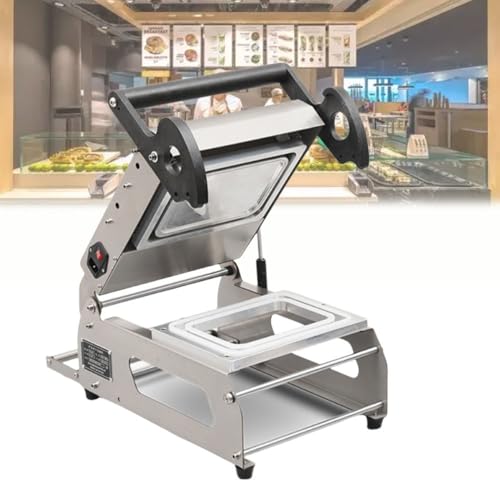 Máquina de sellado térmico, envasado semiautomático de alimentos con rollo de película, acero inoxidable, sellado eficiente para cajas de comida para llevar y bandejas de carne