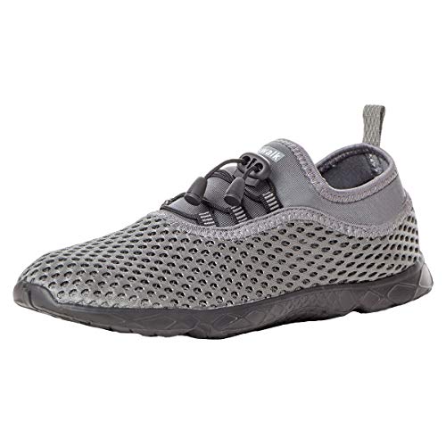 Kenswalk Men's Aqua Water Shoes Lightweight Beach Swim Pool Walking Sneakers(US 13,007-081blackgrey)