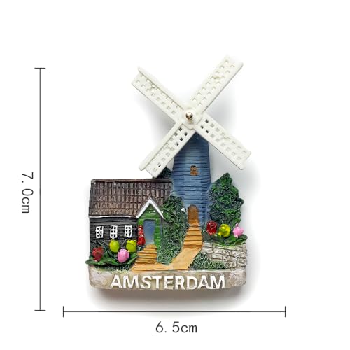 Imán Decorativo de Resina 3D Molino de Viento Amsterdam miniatura 3