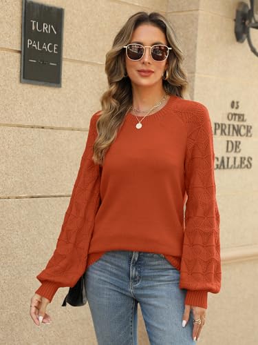 Womens Sweaters Casual Long Sleeve Crewneck Knit Lightweight Trendy Crochet Pullover Sweater Tops4