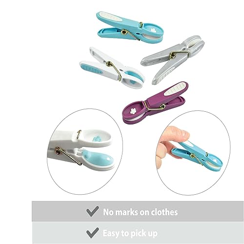 Laguelle - 60 Non-Slip Clothes Pegs - Made in France - Matching Colours - Grey, White, Blue, Purple - Image 3
