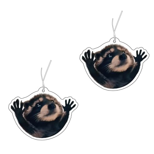 2 pezzi albero profumato con dolce procione motivo divertente albero profumato auto deodorante deodorante per auto da appendere in auto con stampa su entrambi i lati per la famiglia