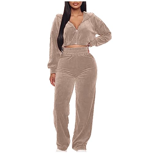 EMATOP Hausanzug Damen Casual Sport Tracksuit Einfarbig Zweiteiler Outfit...