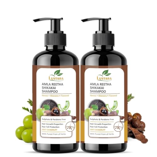 Image of Natural Amla Reetha Shikakai Hair Growth Shampoo | Herbal Shampoo For Hair Fall Control & Dandruff Care | Sulphate & Paraben Free | All Hair Types | Unisex (Each = 250 ML)(Pack 2)