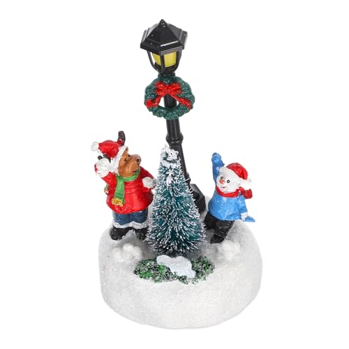 Alipis Mini lanterna natalícia de resina iluminada ornamento natalício para casa de bonecas decoração de cidade natalícia para centro de mesa