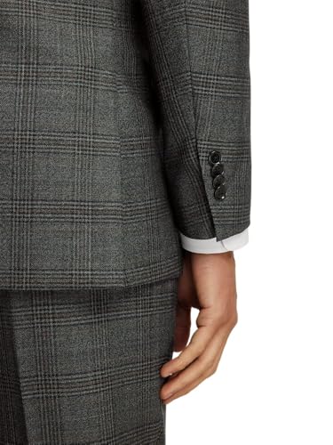 Paul Fredrick Men's Wool Plaid Double Breasted Peak Lapel Suit Jacket3