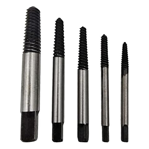 FOITECHY 5pcs Broken Bolt Extractor Kit,Damaged Screw Broken Bolt Extractor Kit,Thread Broken Stud, Pipe Screw Extractor Set Cover
