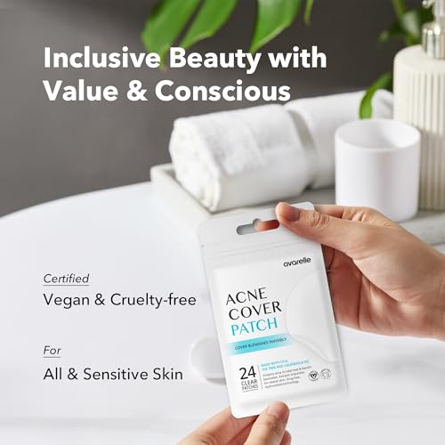 Image of AVARELLE Acne Cover Patch Original Hydrocolloid with Tea Tree, Calendula Oil, CICA, Certified Vegan & Cruelty-Free Pimple Patches for Face (24 Patches)