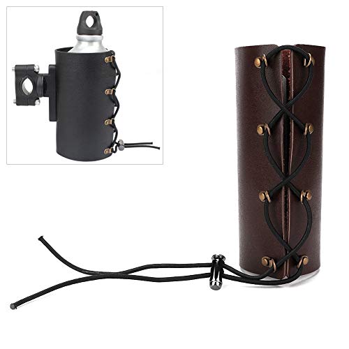 Biuzi Porte Bouteille Moto Porte-gobelet, Porte-Bouteille de Moto réglable en Cuir PU, avec Support de Montage de Boisson à Surface élastique Souple et Lisse, pour Moto(café) - Image 3