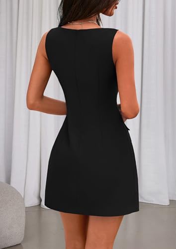 Image of PRETTYGARDEN Womens Sleeveless Summer Dresses 2026 Formal Boat Neck Bodycon Elegant A Line Business Work Office Mini Dress